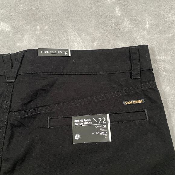 Volcom Shorts 34 Black Grand Fang Cargo Loose Fit Surf Skate Casual New - Picture 6 of 12